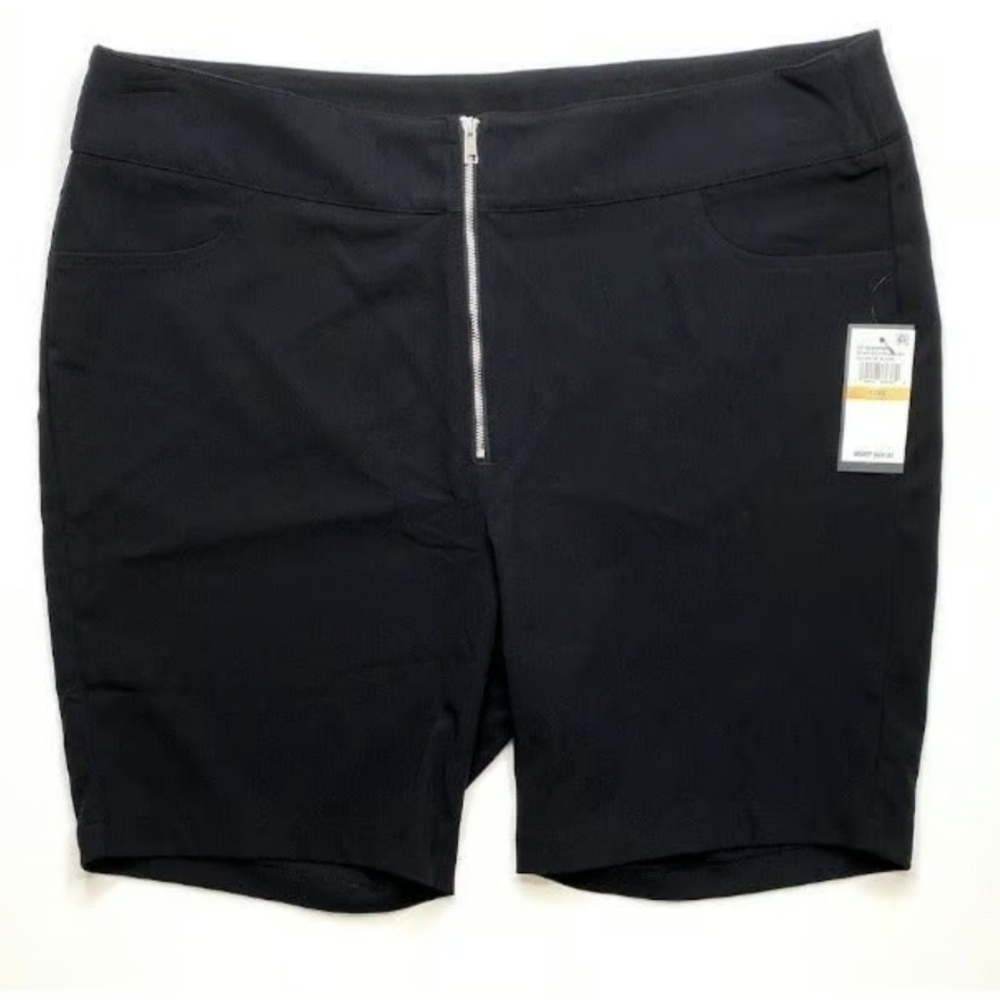 NWT Danielle Bernstein plus size high waist black exposed zipper shorts sz 16W